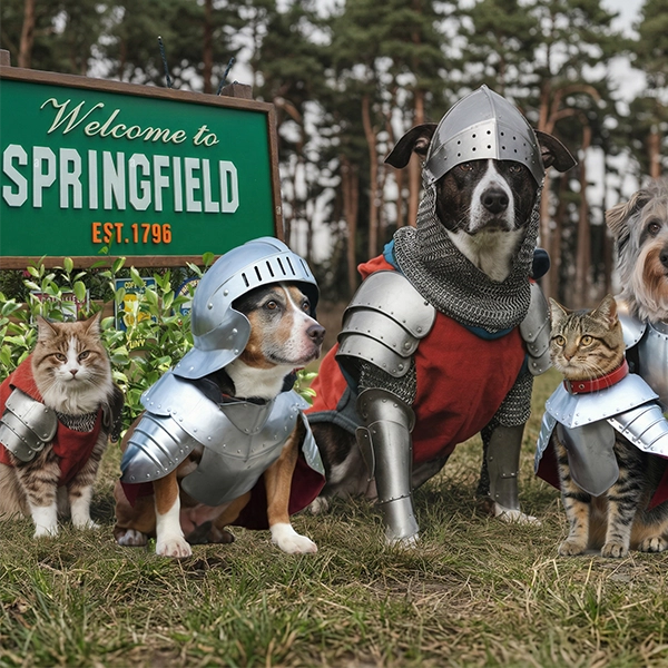 Photomontage Grand Cactus — chiens et chats chevaliers Springfield